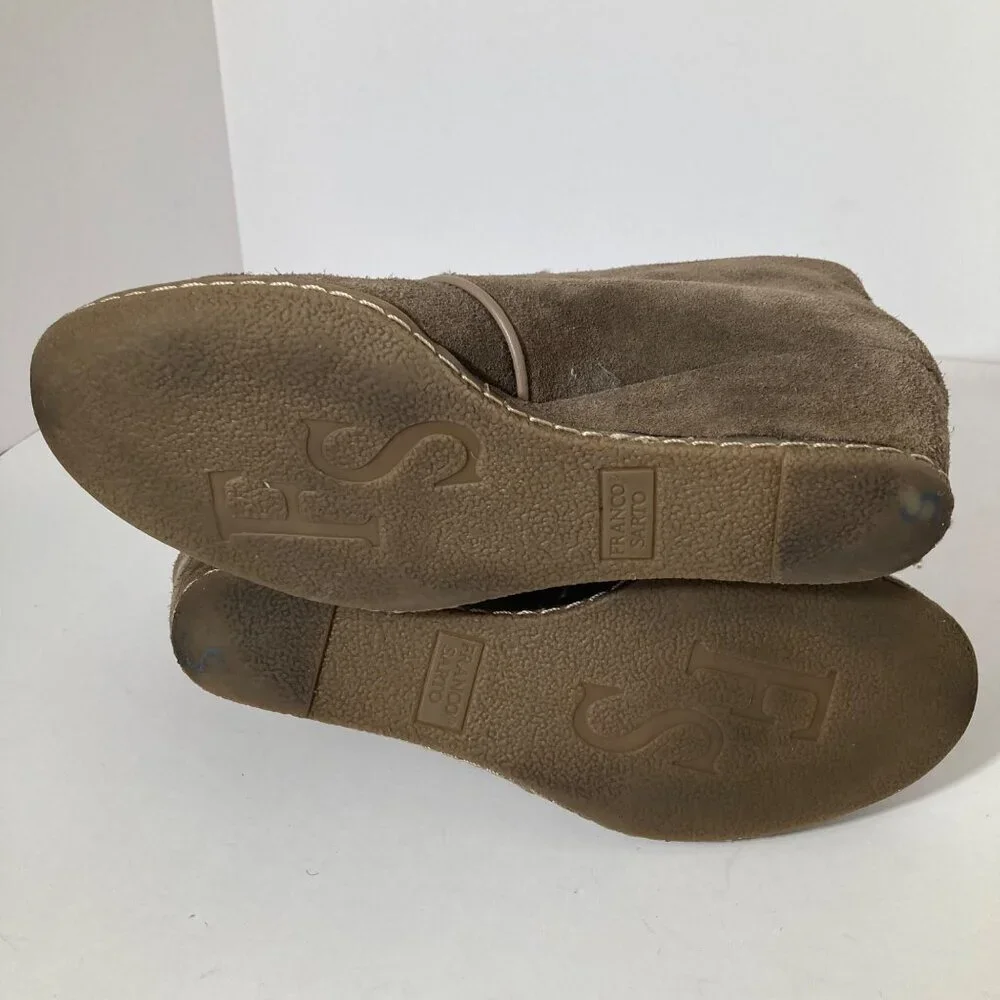 Womens Franco Sarto‎ Brown Suede Wedge Tie Bootie 8